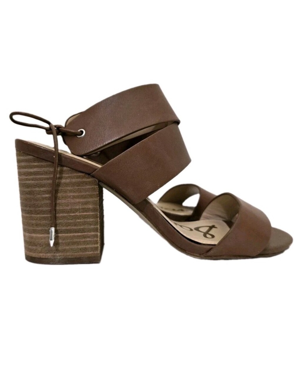 SAM EDELMAN size 10 Tie String 4" Block Heel Valerie Sandals‎ Brown